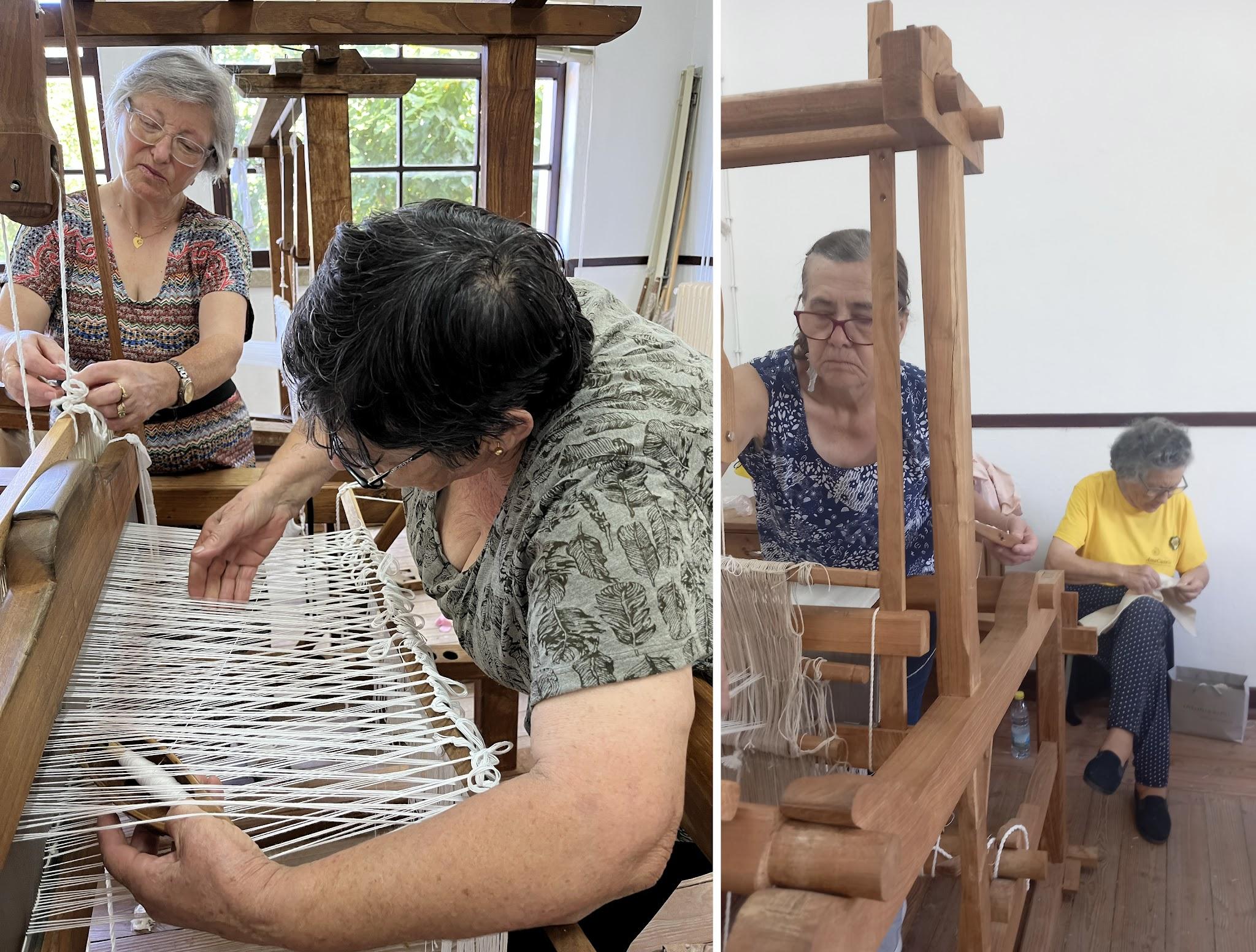 Artesãs da AmaCastelões a trabalhar nos teares
